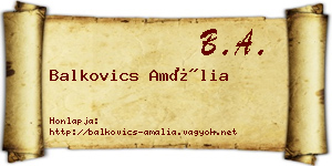 Balkovics Amália névjegykártya